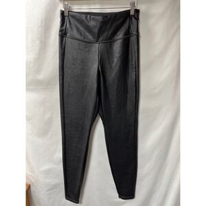 Athleta Womens Black Faux‎ Leather High Rise Leggings Pants Small S Black
